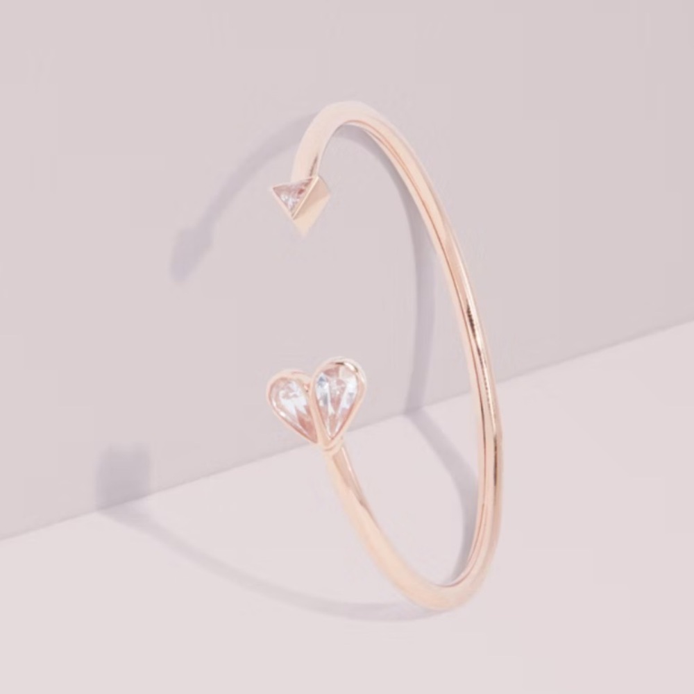 $68 Kate Spade Rock Solid Heart Flex Cuff Bracelet rose gold - Picture 5 of 5